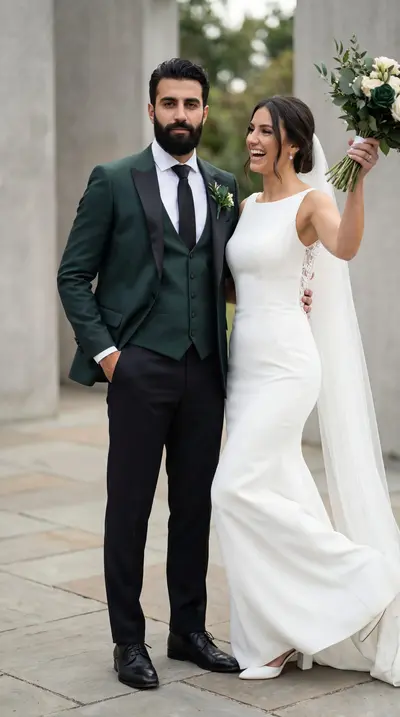 Dunkelgrüner Hochzeitsanzug
